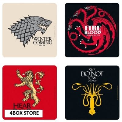 game of thrones set  coasters houses
