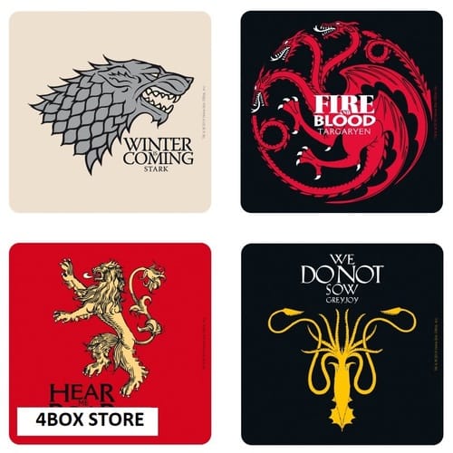 game of thrones set coasters houses