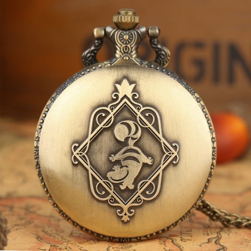 Retro Alice in Wonderland Theme Bronze Lovely Princess Quartz Pocket Watches Rabbit Carousel Vintage Fob Watches