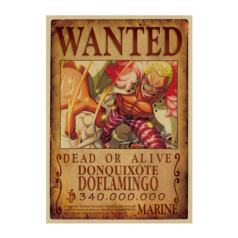 One Piece Wanter Poster Retro Anime Luffy Dead Or Alive Portrai Wall Sticker Home Decoration Accessories.jpg 640x640 (1)