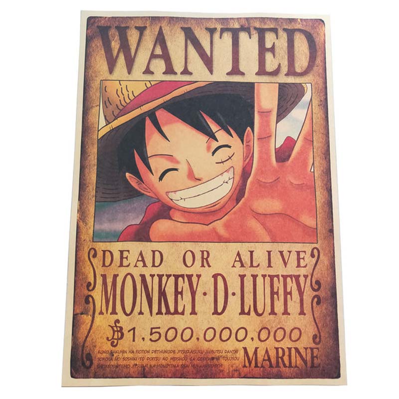 One Piece Wanter Poster Retro Anime Luffy Dead Or Alive Portrai Wall Sticker Home Decoration Accessories.jpg 640x640 (7)